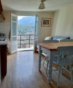 Gîte kitchen and view
